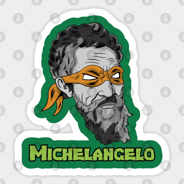 Michelangelo Sticker by Black Snow Comics